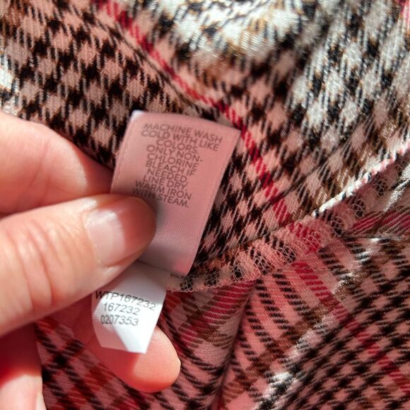 J.Jill Glen Plaid Ruffled Button-Front Blouse Small Petite Long Sleeve - Picture 9 of 10